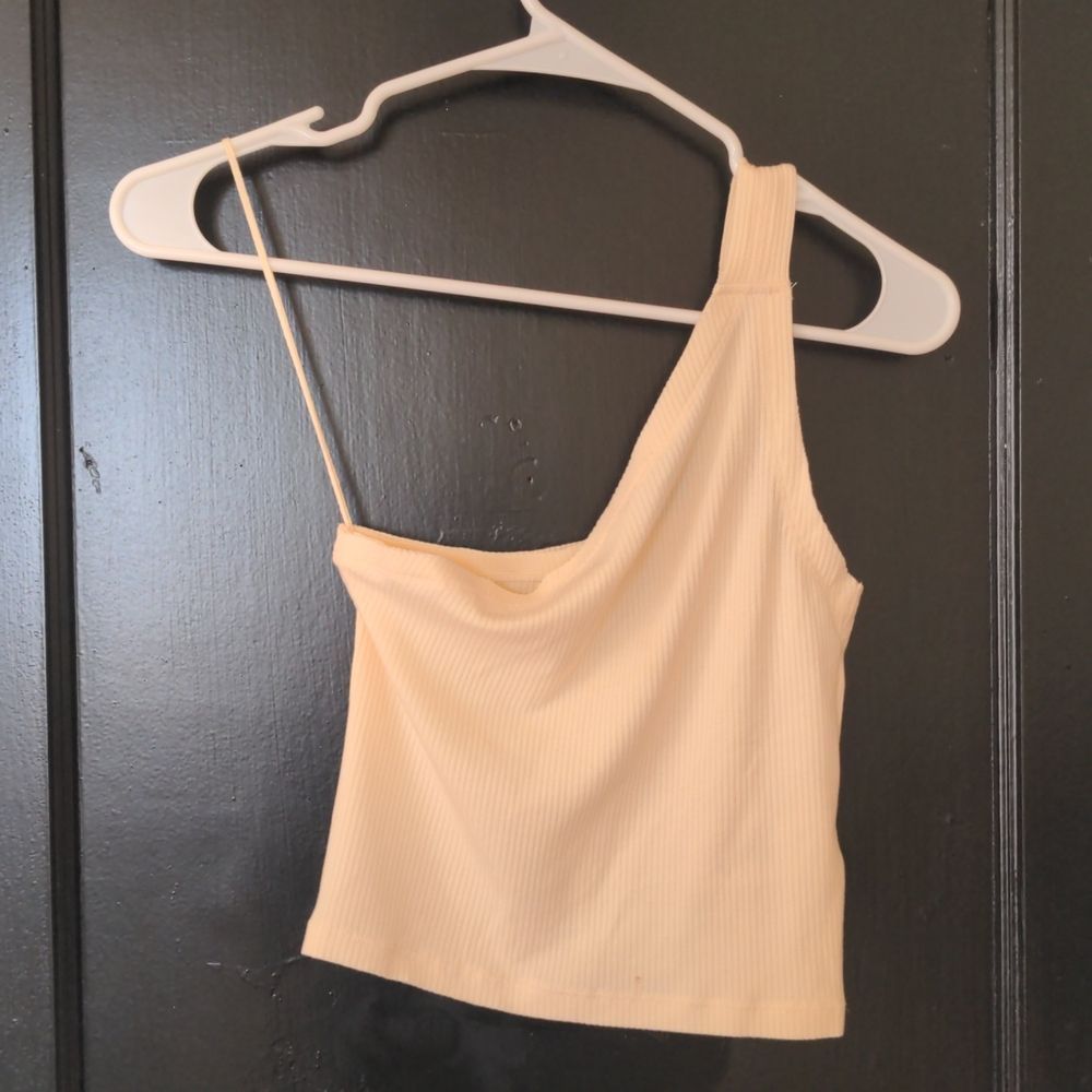 UO Asymmetric Cropped Cream Tank